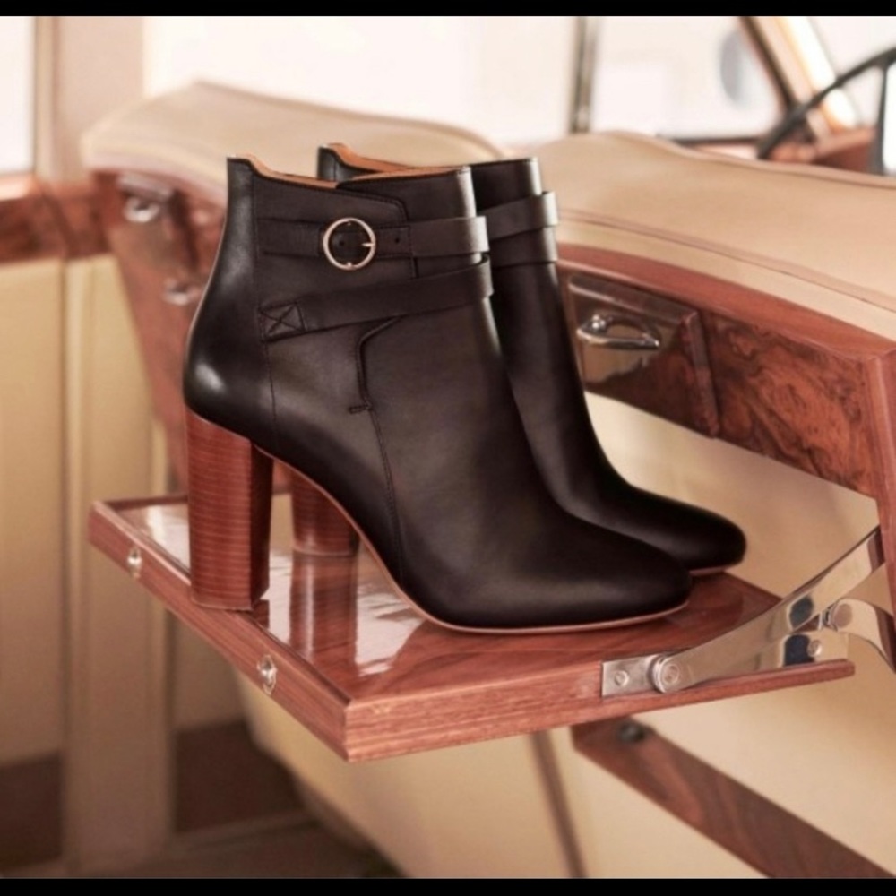 Les Souliers Sézane, Heeled Jonas Boot, black leather, size 38 (US size 6.5)